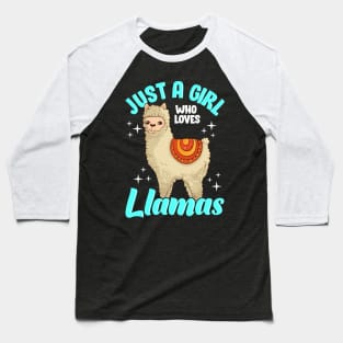 Funny Just A Girl Who Loves Llamas Cute Llama Baseball T-Shirt